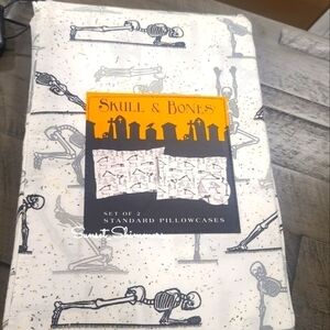 2pc Halloween YOGA POSE Skeleton Standard Pillowcases By Skull & Bones NEW